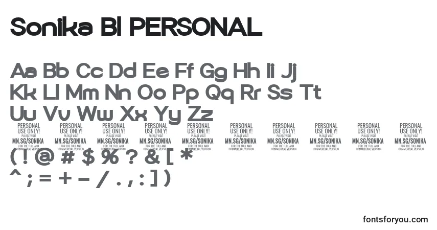 A fonte Sonika Bl PERSONAL – alfabeto, números, caracteres especiais