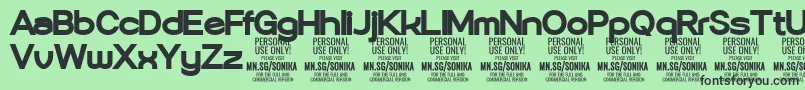 フォントSonika Bl PERSONAL – 緑の背景に黒い文字