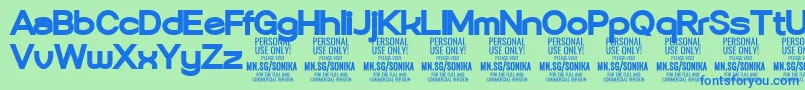 フォントSonika Bl PERSONAL – 青い文字は緑の背景です。