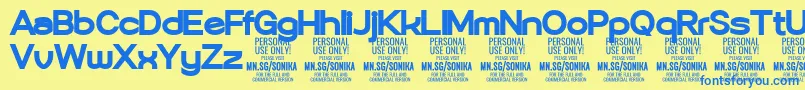 Sonika Bl PERSONAL Font – Blue Fonts on Yellow Background