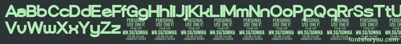 Sonika Bl PERSONAL Font – Green Fonts on Black Background