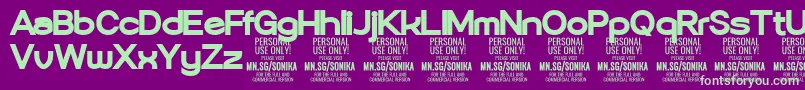 Sonika Bl PERSONAL Font – Green Fonts on Purple Background