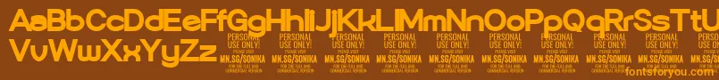 Sonika Bl PERSONAL-Schriftart – Orangefarbene Schriften auf braunem Hintergrund