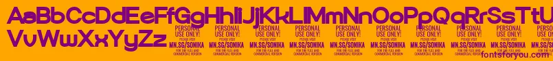 Sonika Bl PERSONAL Font – Purple Fonts on Orange Background