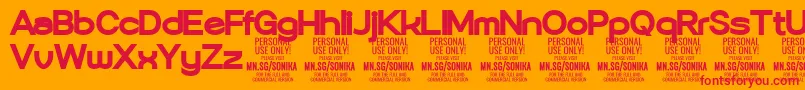 フォントSonika Bl PERSONAL – オレンジの背景に赤い文字