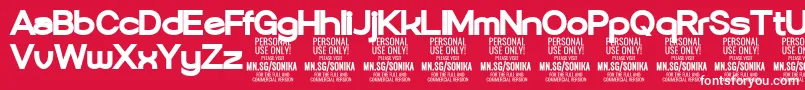 Sonika Bl PERSONAL Font – White Fonts on Red Background