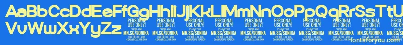 Sonika Bl PERSONAL Font – Yellow Fonts on Blue Background