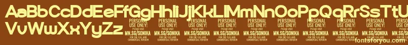 Sonika Bl PERSONAL Font – Yellow Fonts on Brown Background