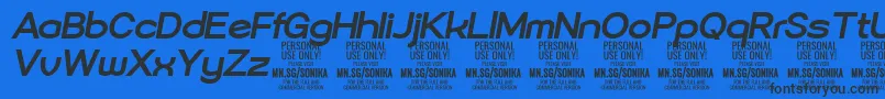 Sonika Bo Ita PERSONAL Font – Black Fonts on Blue Background