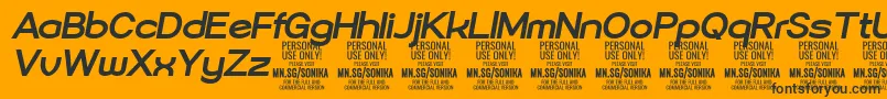 Sonika Bo Ita PERSONAL-fontti – mustat fontit oranssilla taustalla