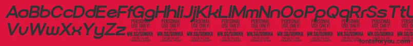 Sonika Bo Ita PERSONAL Font – Black Fonts on Red Background