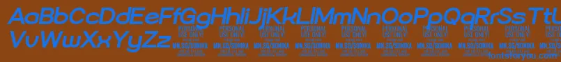 Sonika Bo Ita PERSONAL-Schriftart – Blaue Schriften auf braunem Hintergrund
