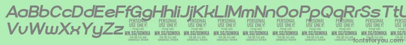 Шрифт Sonika Bo Ita PERSONAL – серые шрифты на зелёном фоне