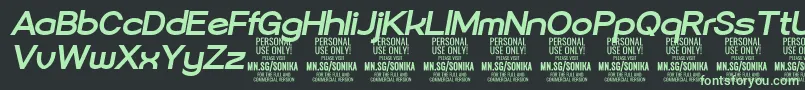 Sonika Bo Ita PERSONAL-Schriftart – Grüne Schriften auf schwarzem Hintergrund