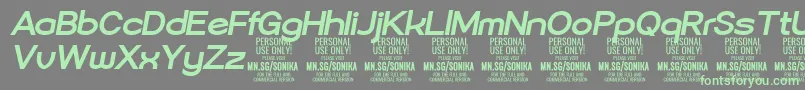 フォントSonika Bo Ita PERSONAL – 灰色の背景に緑のフォント
