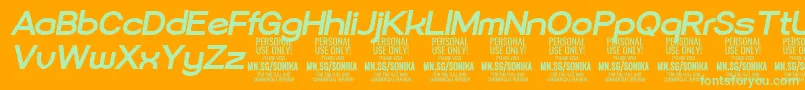 フォントSonika Bo Ita PERSONAL – オレンジの背景に緑のフォント