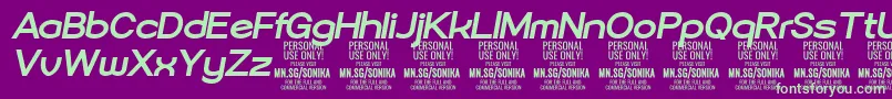 Sonika Bo Ita PERSONAL Font – Green Fonts on Purple Background