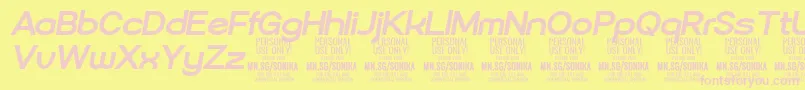 Sonika Bo Ita PERSONAL Font – Pink Fonts on Yellow Background