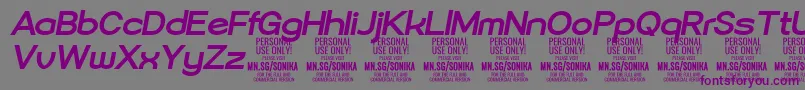 Sonika Bo Ita PERSONAL Font – Purple Fonts on Gray Background