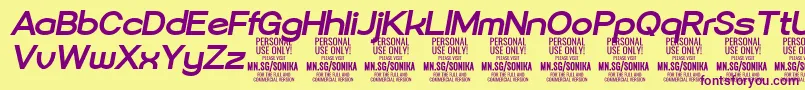 Sonika Bo Ita PERSONAL Font – Purple Fonts on Yellow Background