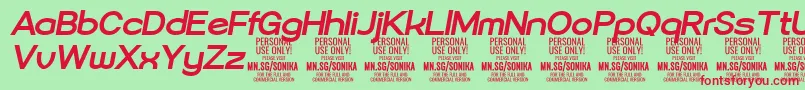 Шрифт Sonika Bo Ita PERSONAL – красные шрифты на зелёном фоне