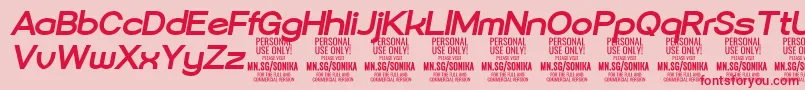 Sonika Bo Ita PERSONAL-Schriftart – Rote Schriften auf rosa Hintergrund