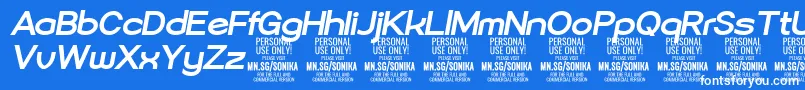 Sonika Bo Ita PERSONAL Font – White Fonts on Blue Background