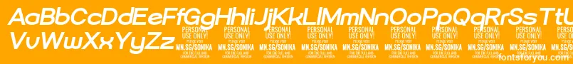 Шрифт Sonika Bo Ita PERSONAL – белые шрифты на оранжевом фоне