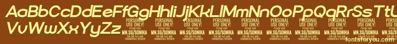 Sonika Bo Ita PERSONAL Font – Yellow Fonts on Brown Background