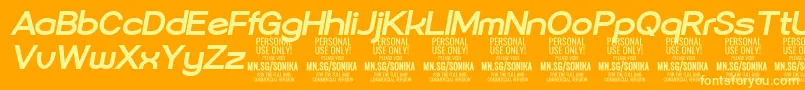 Czcionka Sonika Bo Ita PERSONAL – żółte czcionki na pomarańczowym tle