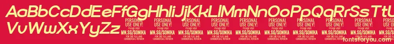 Sonika Bo Ita PERSONAL Font – Yellow Fonts on Red Background