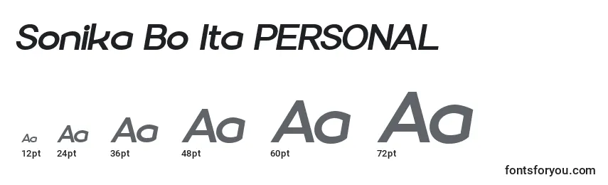 Sonika Bo Ita PERSONAL Font Sizes