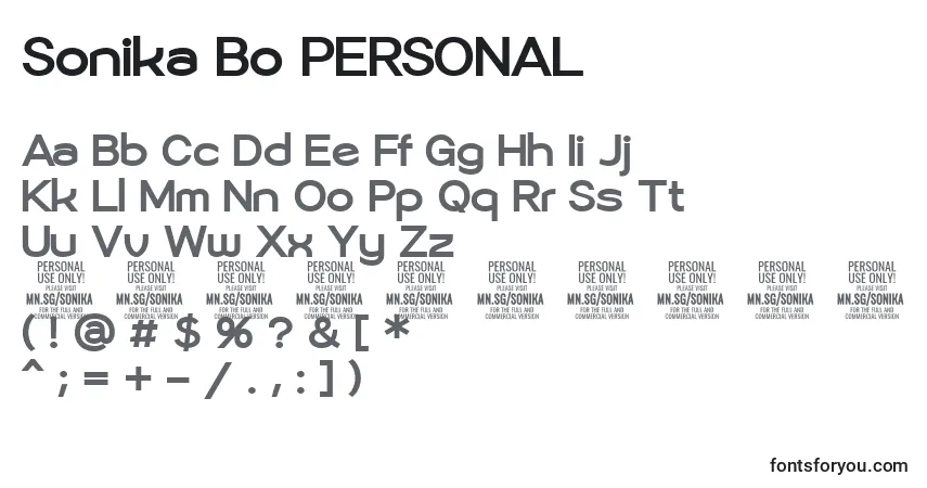 Schriftart Sonika Bo PERSONAL – Alphabet, Zahlen, spezielle Symbole