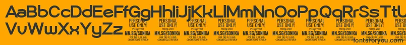 Sonika Bo PERSONAL-fontti – mustat fontit oranssilla taustalla