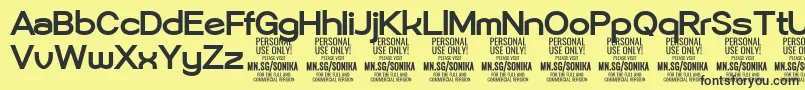 Sonika Bo PERSONAL Font – Black Fonts on Yellow Background