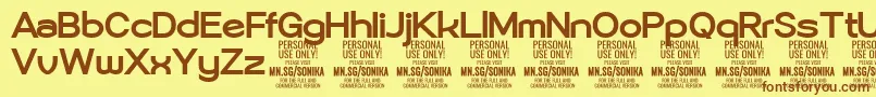 Sonika Bo PERSONAL-fontti – ruskeat fontit keltaisella taustalla