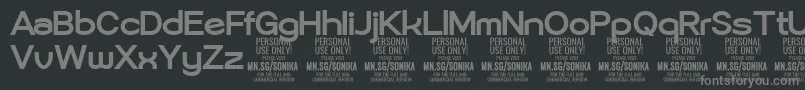 フォントSonika Bo PERSONAL – 黒い背景に灰色の文字