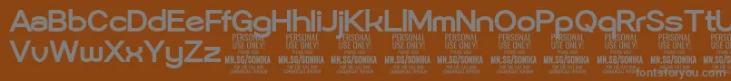 Sonika Bo PERSONAL-fontti – harmaat kirjasimet ruskealla taustalla