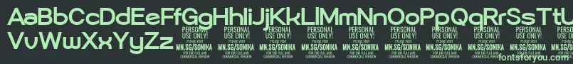 Sonika Bo PERSONAL-fontti – vihreät fontit mustalla taustalla