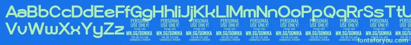 Шрифт Sonika Bo PERSONAL – зелёные шрифты на синем фоне