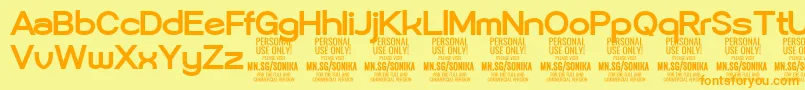 Sonika Bo PERSONAL-Schriftart – Orangefarbene Schriften auf gelbem Hintergrund