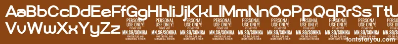 Шрифт Sonika Bo PERSONAL – белые шрифты на коричневом фоне