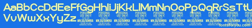 Шрифт Sonika Bo PERSONAL – жёлтые шрифты на синем фоне