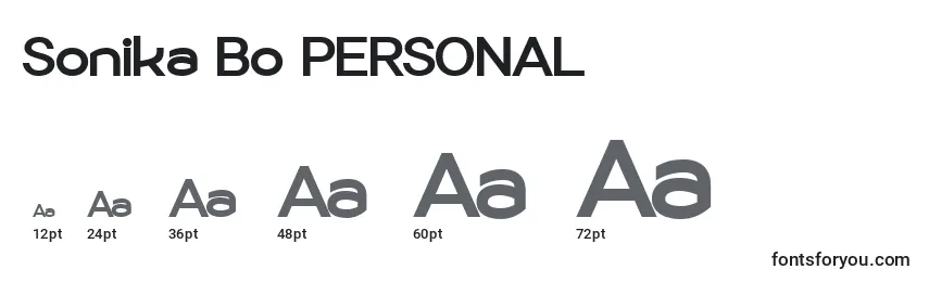 Размеры шрифта Sonika Bo PERSONAL