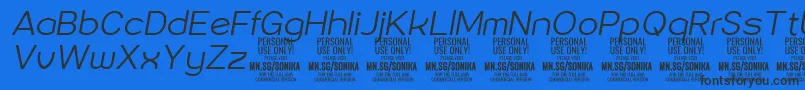 Sonika Li Ita PERSONAL-Schriftart – Schwarze Schriften auf blauem Hintergrund