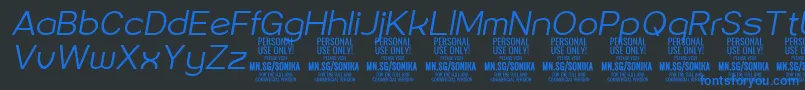 Sonika Li Ita PERSONAL Font – Blue Fonts on Black Background