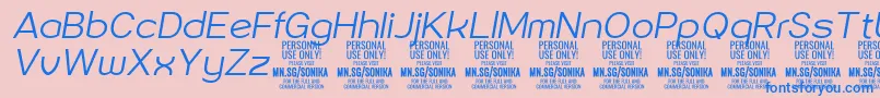 Подробнее о шрифте Sonika Li Ita PERSONAL Шрифт Sonika Li Ita PERSONAL – синие шрифты на розовом фоне
