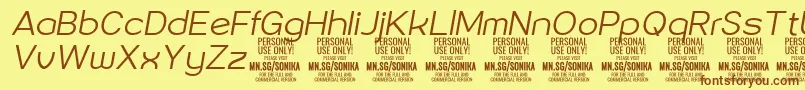 Sonika Li Ita PERSONAL Font – Brown Fonts on Yellow Background