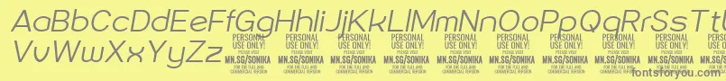 Weitere Informationen zur Sonika Li Ita PERSONAL-Schriftart Sonika Li Ita PERSONAL-Schriftart – Graue Schriften auf gelbem Hintergrund