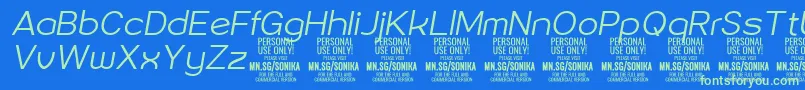 Шрифт Sonika Li Ita PERSONAL – зелёные шрифты на синем фоне